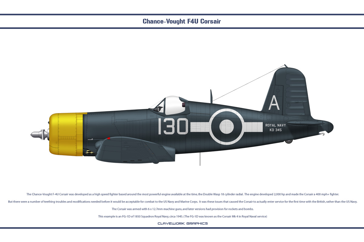 Goodyear FG 1D Corsair IV RN 1850Sqn A130 KD345 HMS Vengeance 1945 0A